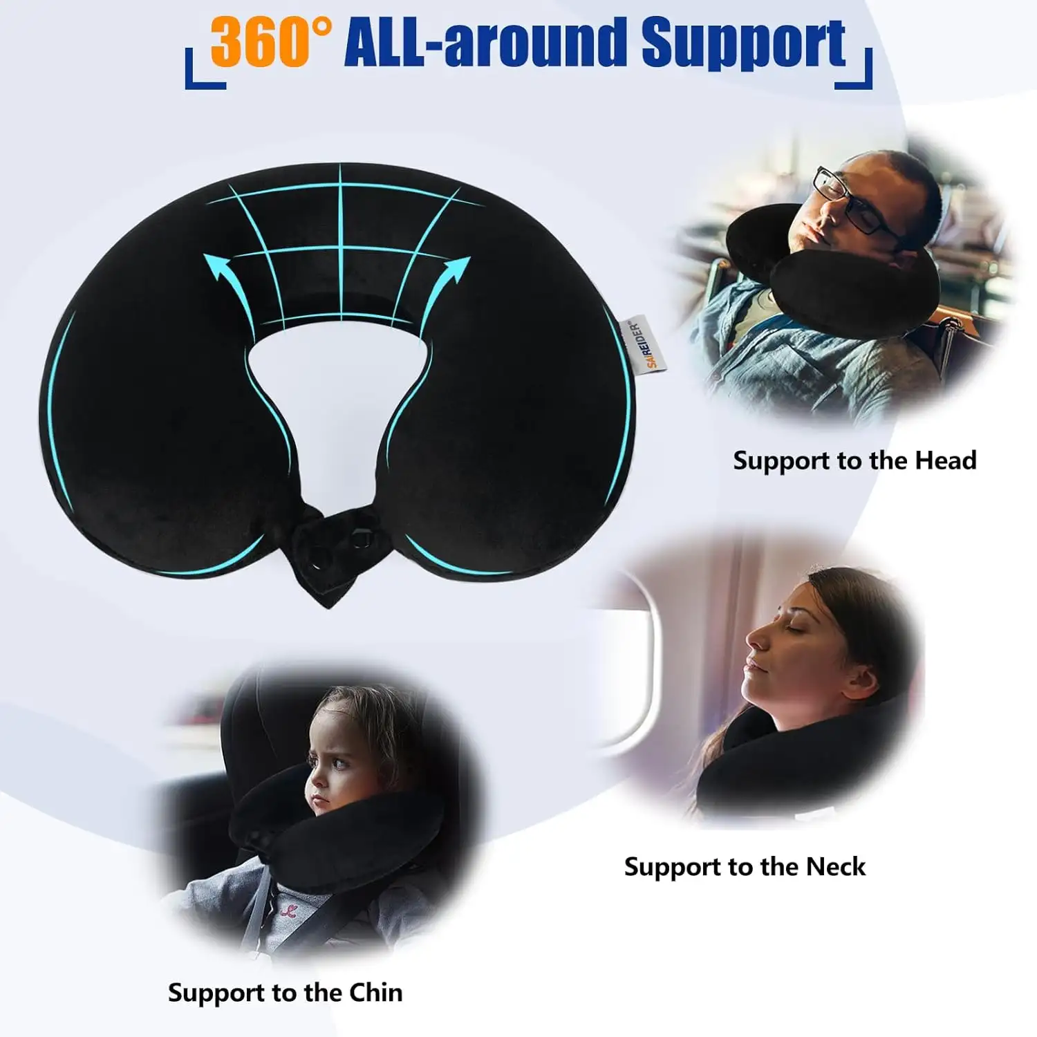 SAIREIDER Travel Pillow Pure Memory Foam Travel Neck Pillow, Airplane Pillow for Traveling - 71eTwxzkWL._AC_SL1500_